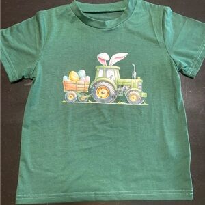 SHEIN Green Kids Tee with Easter Tractor Design